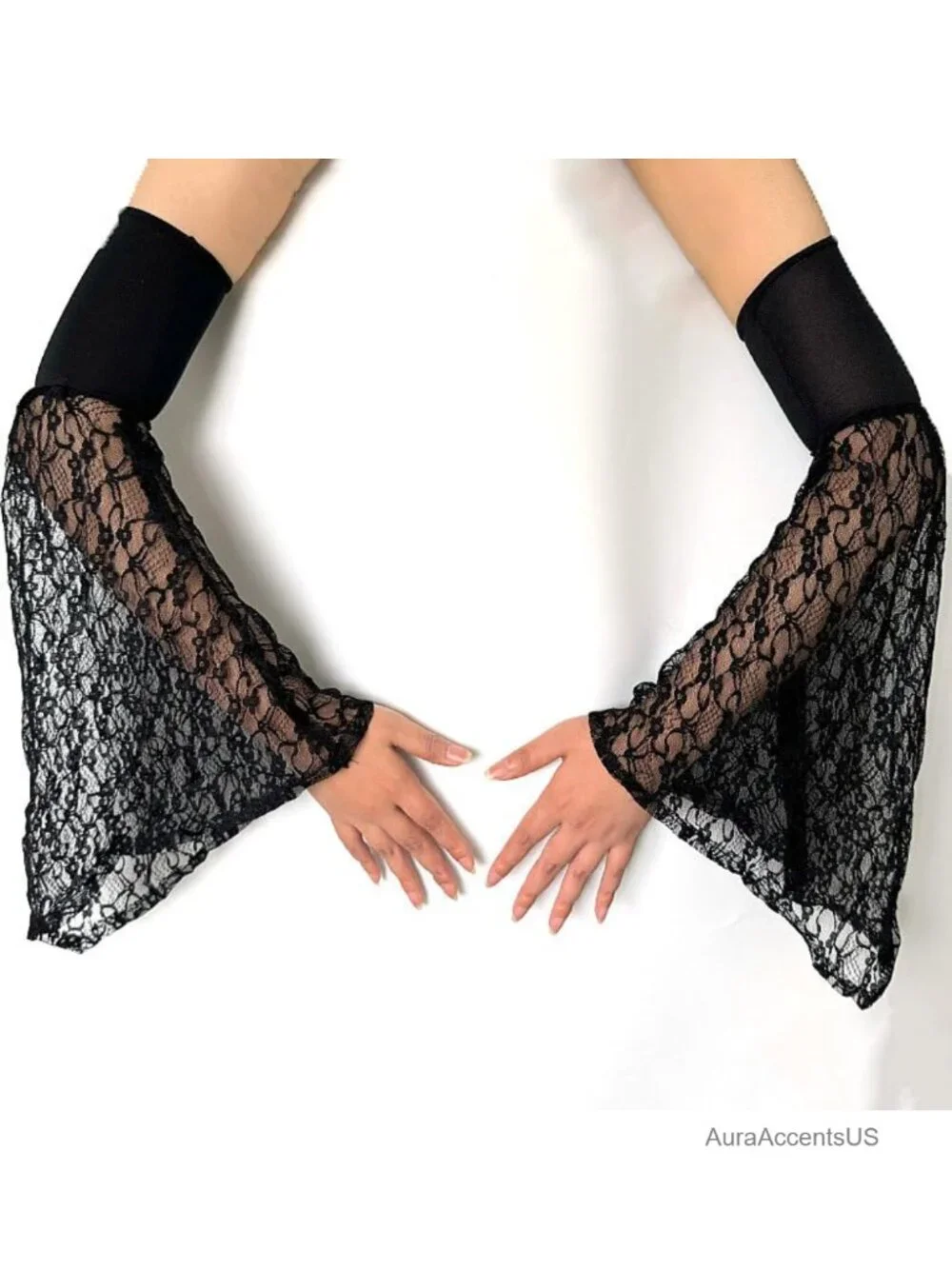 Lace Detachable Long Goth Arm Sleeves for Weddings and Costumes